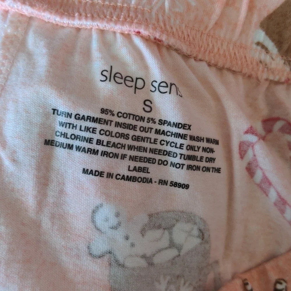 Sleep Sense Pink Candy Canes and Hot Cocoa Pajama Pants with Pockets size Small